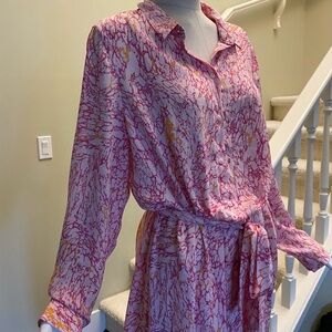 Vero Moda Pink and Yellow Abstract Long Sleeve Dress NWOT. Sz XL (fit sz 14)
